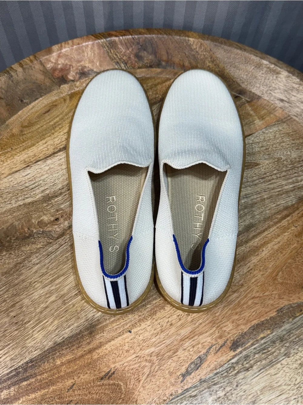 Slip On Sneakers Rothy’s Womens 8 Cream Gum Sole Knit Everyday Preppy